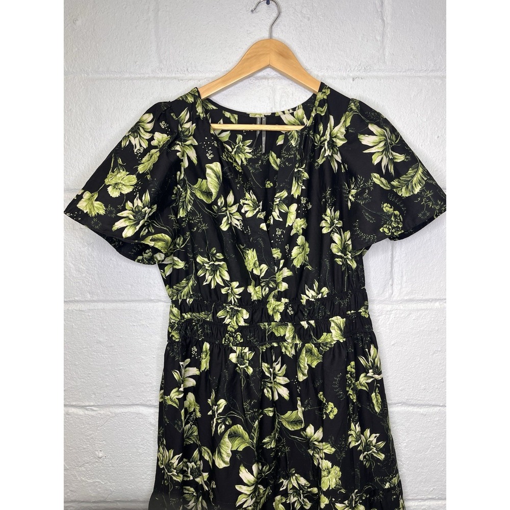 Anthropologie The Somerset Maxi Dress Floral Print Tiered Black Green Medium - Picture 3 of 12